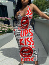 LIPS & KISS V-NECK BODYCON DRESS