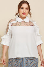 RUFFLE MY FLOWERS COLLARED TOP