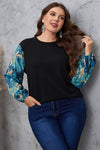 JADED ROUND NECK PRINTED BLOUSE