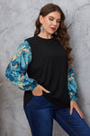 JADED ROUND NECK PRINTED BLOUSE