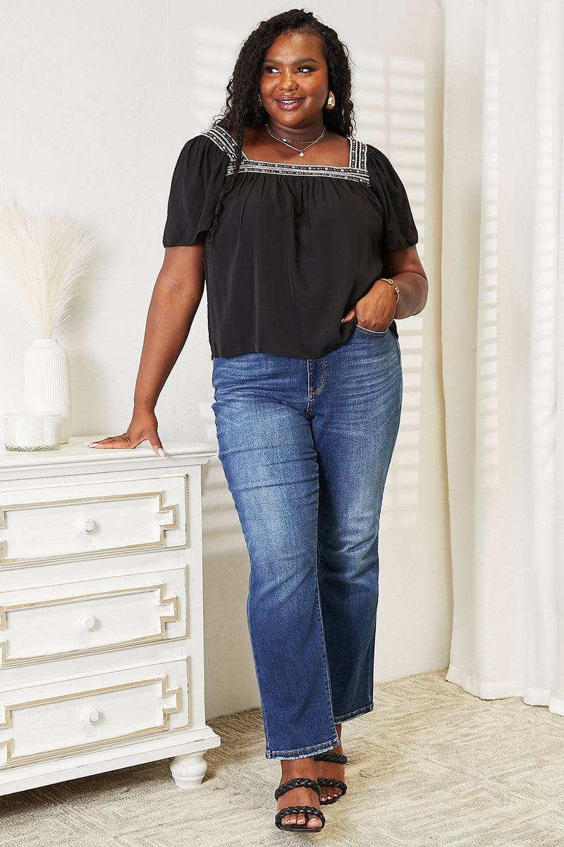 JULISSA SQUARE NECK PUFF SLEEVE TOP