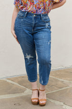 THERESA HIGH-WAISTED ANKLE DISTRESSED JEANS