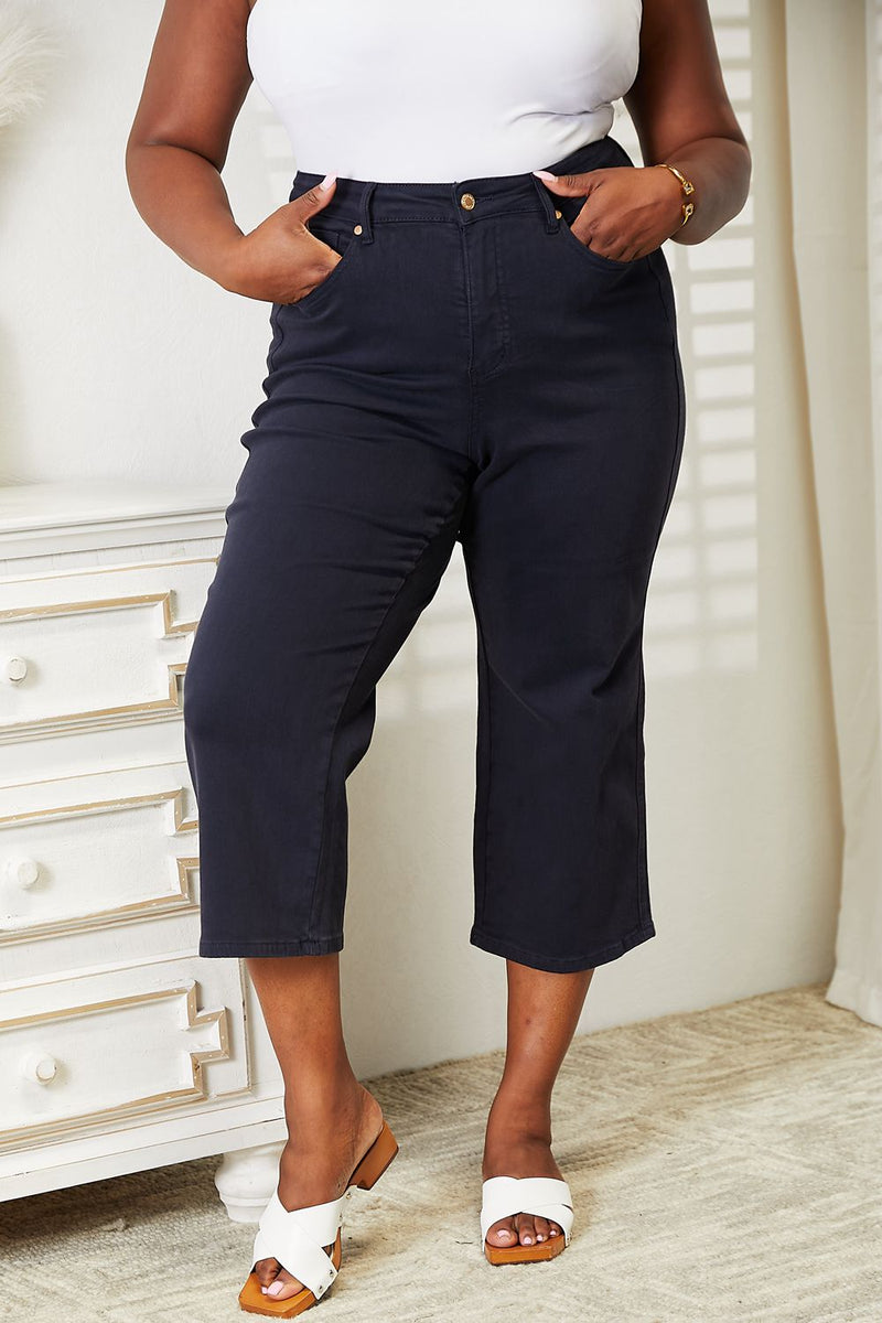 KATIE HIGH WAIST WIDE CROPPED JEANS